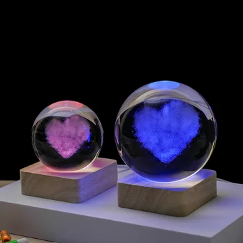 3D szimuláció szerelem felhő dekoratív díszek egyszerű asztali kristálygömb fényes éjszakai fény kreatív faragás kézműves díszek