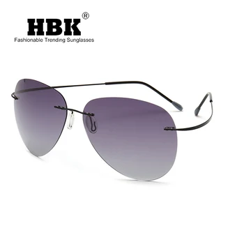 HBK 2019 ultrakönnyű, négyzet alakú titán polarizált napszemüveg keret nélküli vezetés pilóta napszemüveg Oculos De Sol UV400 ajándék PM0074