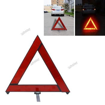 Autó vészhelyzeti meghibásodásra figyelmeztető háromszög piros fényvisszaverő biztonsági veszély autó állvány összehajtott stoptábla reflektor reflektor csepphajó
