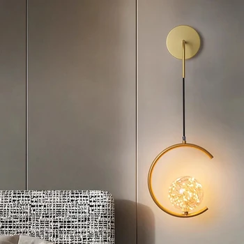 Modern Led fali lámpa Nordic Creative kerek gömbcsillagok háttér fali fali lámpák fény a nappalihoz folyosó hálószoba fali lámpa