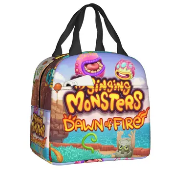 My Singing Monsters videojáték szigetelt uzsonnás táska kültéri piknikhez Dawn of Fire szivárgásmentes hűtő Thermal Bento Box női gyerekek