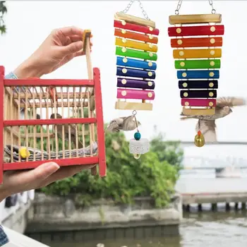 Papagáj oktató csirke xilofonos játék tyúkoknak Felfüggeszthető fa csirke szövet rágó csipegető játék ara edzés játék