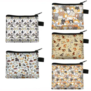 Lovely Kitten Cats / Francia Bulldog kutyák Print Coin Pénztárca Női Mini pénztáskák Gyerekek utazáshoz Hordozható kis rúzs táska ajándék