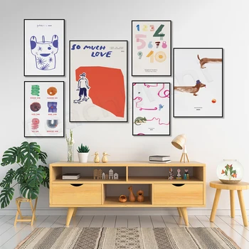 Mado poszter, Mado tészta, Mado tészta ábécé, Mado kutya Doug tacskó, színes illusztráció, rajzfilm esztétikai poszter, ajándék