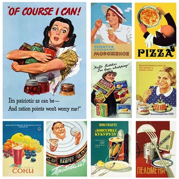 Amerikai retro stílusú vászonfestmények Finom ételplakátok és nyomatok Fali kép a nappalihoz Fali dekoráció Cuadros