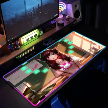 D.va RGB egérpad gamer HD nyomtatás Overwatch 900x400mm nagy játékhoz tervezett egérpad háttérvilágítással Office LED egérszőnyeg asztali asztalszőnyeg