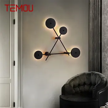 TEMOU Beltéri fali lámpatest LED fekete Modern Sconce Nordic kreatív dekoráció otthonra Hálószoba Nappali Étkező
