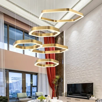 Modern Led csillár arany Nappali lámpa Luxus kreatív rozsdamentes bolt lámpatest kombináció Lakberendezés Lépcsőház csillogása