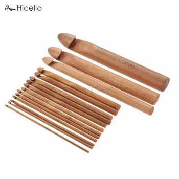 15db/szett Horgolt horog bambuszfa kötőtűk 15cm átmérő 15mm-25mm kézi varrás pulóver gyapjú sál kalap hicello