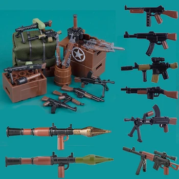 WW2 Katonai fegyverek figurák Fegyverek AK puska építőelem Két színes nyomtatott tégla Katonák Tárgy kiegészítők Gyerekek MOC játékok 98K