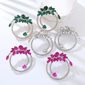Shiny strassz piercing fülbevaló nőknek Nagy kerek, elegáns kristály luxus fülbevalók Divatékszerek