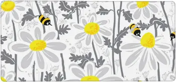 Méhek és kamilla egérpad Hosszú nagy játékhoz tervezett egérpad varrott élekkel Billentyűzet szőnyeg Asztali szőnyeg 35,4 × 15,7 hüvelyk