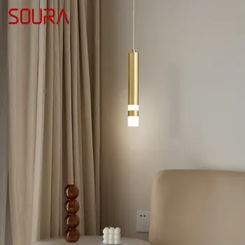 SOURA Contemporary Simply sárgaréz LED függőlámpa elegáns dekoratív réz mennyezeti lámpák otthoni tanulószobához