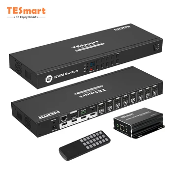 TESmart KVM Extender over IP HDCP 1.4 Cat gyorsbillentyű IR áthaladás EDID RS232-n keresztül 50m 4k 60hz HDMI KVM kapcsoló