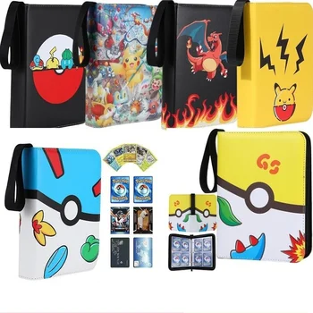 Pokemon Pikachu kilenc rácsos játékkártya táska Laza lapú szervező Album gyűjtemény Book Pu bőr cipzáras tárolótáska Gyerekek karácsonyi ajándékok