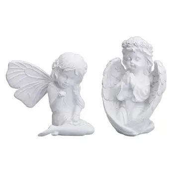 Angyalkert szobor Emlékangyal szobor/manó szobor Emlékangyal szobor szárnyakkal Gyanta angyal figura otthoni kerthez