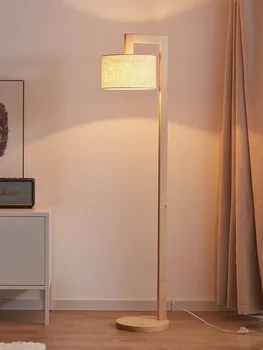 Japán minimalista állólámpa Nappali hálószoba éjjeli lámpa Nordic Retro kínai tömörfa állólámpa