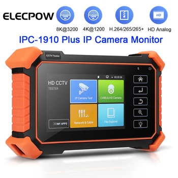 Elecpow 4Inch IPC-1910 Plus CCTV tesztelő CCTV IP kamerák teszter 8MP CVI TVI AHD analóg POE digitális kábelkövető hálózati eszközök