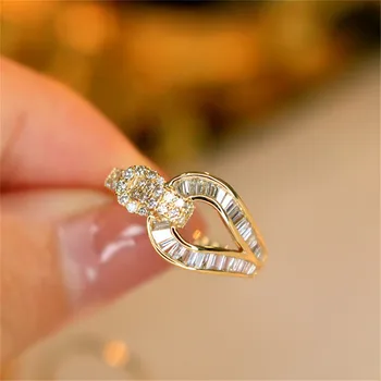 Divat 18K arany patkó U alakú gyűrűk Intarziás cirkon nyitható Állítható női gyűrű ékszerek Lányok ajándékok
