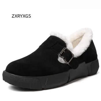ZXRYXGS téli matt marhabőr gyapjú cipő meleg hócipő 2023 Nagy méretű téli lakások Női pamut cipők Divat alkalmi cipők