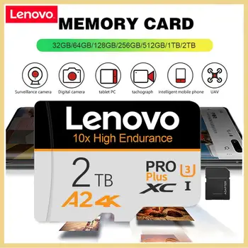 Lenovo SD kártya Micro TF SD kártya 2TB 1TB 512GB 256GB 128GB High Speed Flash SD memóriakártya Cartao de Memoria Nintendo Switch