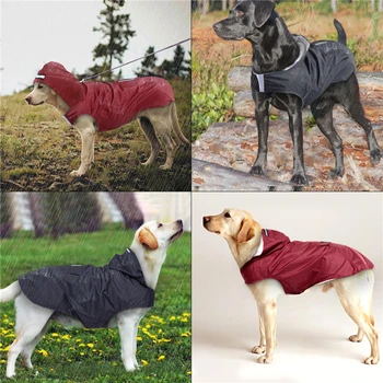 Kutya esőkabát vízálló kapucnis pulóver kabát Eső poncsó kisállat esőruha Ruhák fényvisszaverő csíkkal minden mérethez Nagy kölykök