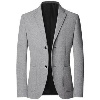 Őszi új férfi öltönykabát Vékony kabát Kiváló minőségű üzleti öltönytervező Luxus ruházat Egyszínű alkalmi felső férfi blézer