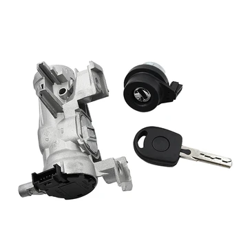 Gyújtásindító kapcsoló Kormányzár kulccsal Fekete-ezüst Autóipari kellékek VW Golf Jetta Rabbit 06-11-hez
