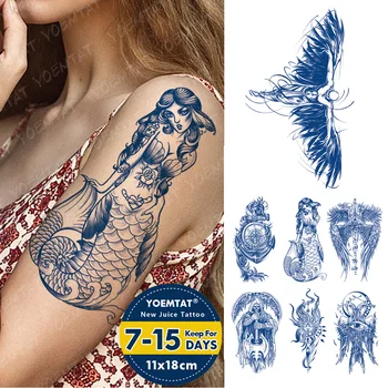Félig állandó sellő virágok vízálló ideiglenes tetováló matricák gyümölcslé tinta tartós tetoválás testművészet hamis kar tatto nők