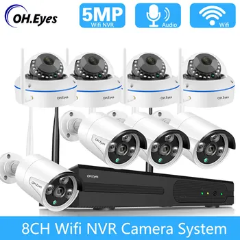 OH. EYES H.265 5MP Full HD 8CH vezeték nélküli NVR biztonság WIFI IP kamera rendszer készlet Kültéri felügyelet CCTV audio videó felvevő