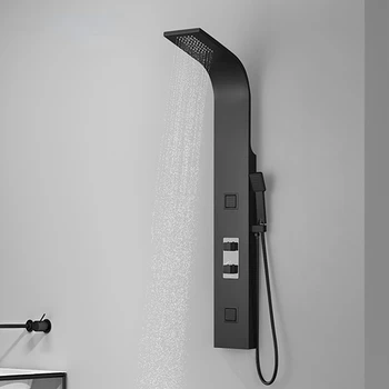 Luxus fürdőszoba Esőzuhanyfejek mennyezeti vízesés SPA köd LED 6 módon termosztatikus LED zuhanytorony fali panel
