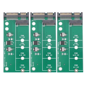 3X Ngff (M2) SSD 2,5 hüvelykes Sata adapterhez M.2 Ngff SSD Sata3 konvertáló kártya 30/42/60/80 mm-es M.2 SSD merevlemezhez