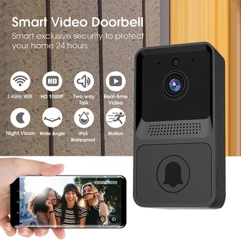  vezeték nélküli csengő kamera WiFi kültéri távoli videó biztonság Ajtócsengő éjjellátó videó kaputelefon hangváltás otthoni ajtó monitor