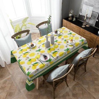 Nyári idilli gyümölcs citromzöld téglalap alakú terítő porálló piknikszövet lakberendezés konyha vízálló asztalhuzat