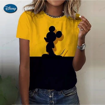 Disney Mickey egér Női felső Rajzfilm minta női kerek nyakú alkalmi divat Póló Női felső rövid ujjú Gyermek felső