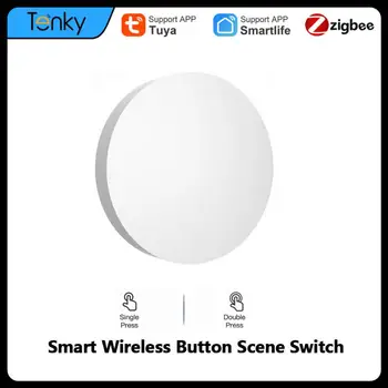 Tuya ZigBee gomb jelenet kapcsoló Több jelenetes összekapcsolás Smart Switch akkumulátoros automatizálás Dolgozzon Smart Life Zigbee eszközökkel