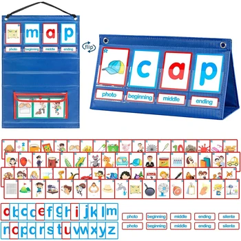 Flash kártyák gyerekeknek Oktatási CVC Szóépítő Óvoda Zsebdiagram CVC szavak Fonikus játékok Iskolai kellékek
