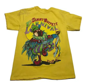 Vintage 1998 Jimmy Buffett Concert Tour póló Sz M Carnival Yellow Parrot G5