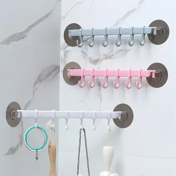 Szervező Hook műanyag Fürdőszoba Sucker vákuumkeret Törölköző Dupla állítható fali szerszámpolcok Rugalmas szekrénytartó akasztó