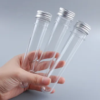 20Db 50 ml-es átlátszó csövek csavaros kupakkal Műanyag kémcsövek cukorkához átlátszó kozmetikai krémtartályok