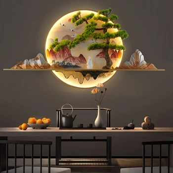 Modern kínai képszkeny LED kreatív tájkép 3d kép lámpa otthoni dekorációhoz Nappali tanulmány hálószoba fali lámpa kép