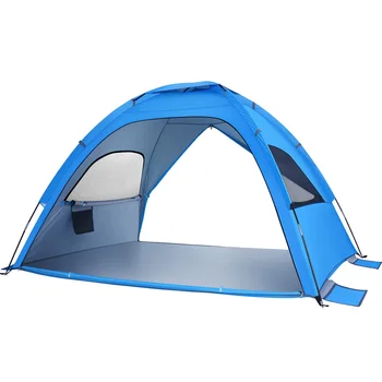 MOVTOTOP 2191C Kétajtós nagy összecsukható tengerparti sátor Hordozható családi sátor Napozó menedék túrázáshoz, kempingezéshez, nyaraláshoz (sötétkék)
