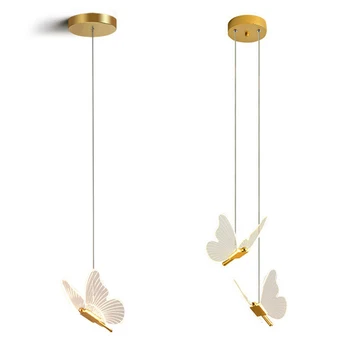 Pillangó LED függőlámpák Nordic Golden éjjeli csillár világítás a nappalihoz hálószoba éjjeli lámpa