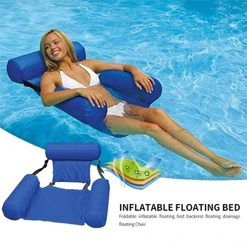 Kék vízi kikapcsolódás úszószék Felfújható háttámla fekvőtámasz Úszómedence eszköz Összecsukható sor lounge ágy kanapé Nyár
