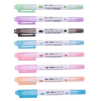 8 darabos íves toll készlet kettős hegyű lineáris színes tollak naplópapírhoz Társgél tollak 8 szín alakú gél toll