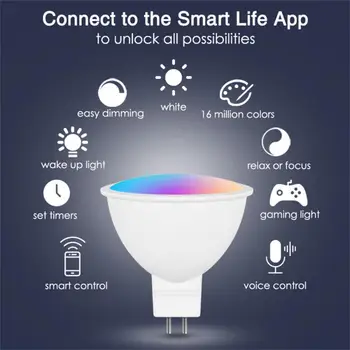 10PC Tuya Smart Homekit WiFi MR16 intelligens LED izzó 12V RGBCW szabályozható lámpa Siri hangvezérlés 5W reflektorfény színváltás