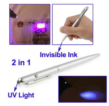 Fun Pen 2 az 1-ben láthatatlan UV izzó toll Ink Magic Safe Handwriting Secret Spy Pen UV új kreatív műanyag golyóstollal