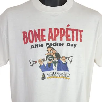 Alferd Packer póló Vintage 90-es évek Colorado Cannibal Bone étvágy Alfie férfi méret közepes