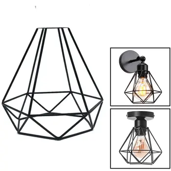 Fém lámpaernyő Ipari geometriai vas Fényketrec Dekoratív világítótestek Drótkeret mennyezeti medál Lámpabúra Kezdőlap
