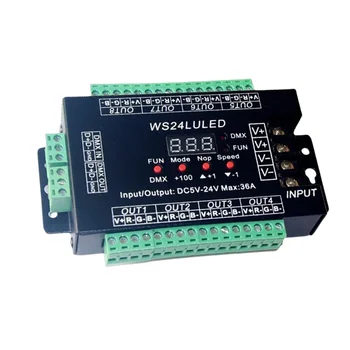 WS24LULED DC5V-24V digitális kijelző 24CH Easy Dmx512 DMX dekóder Dimmer Max 3A 24 * 1.5A 24LU LED 8 csoportos RGB vezérlő